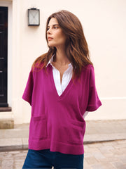 Vanessa cotton cashmere poncho - Orchid Pink