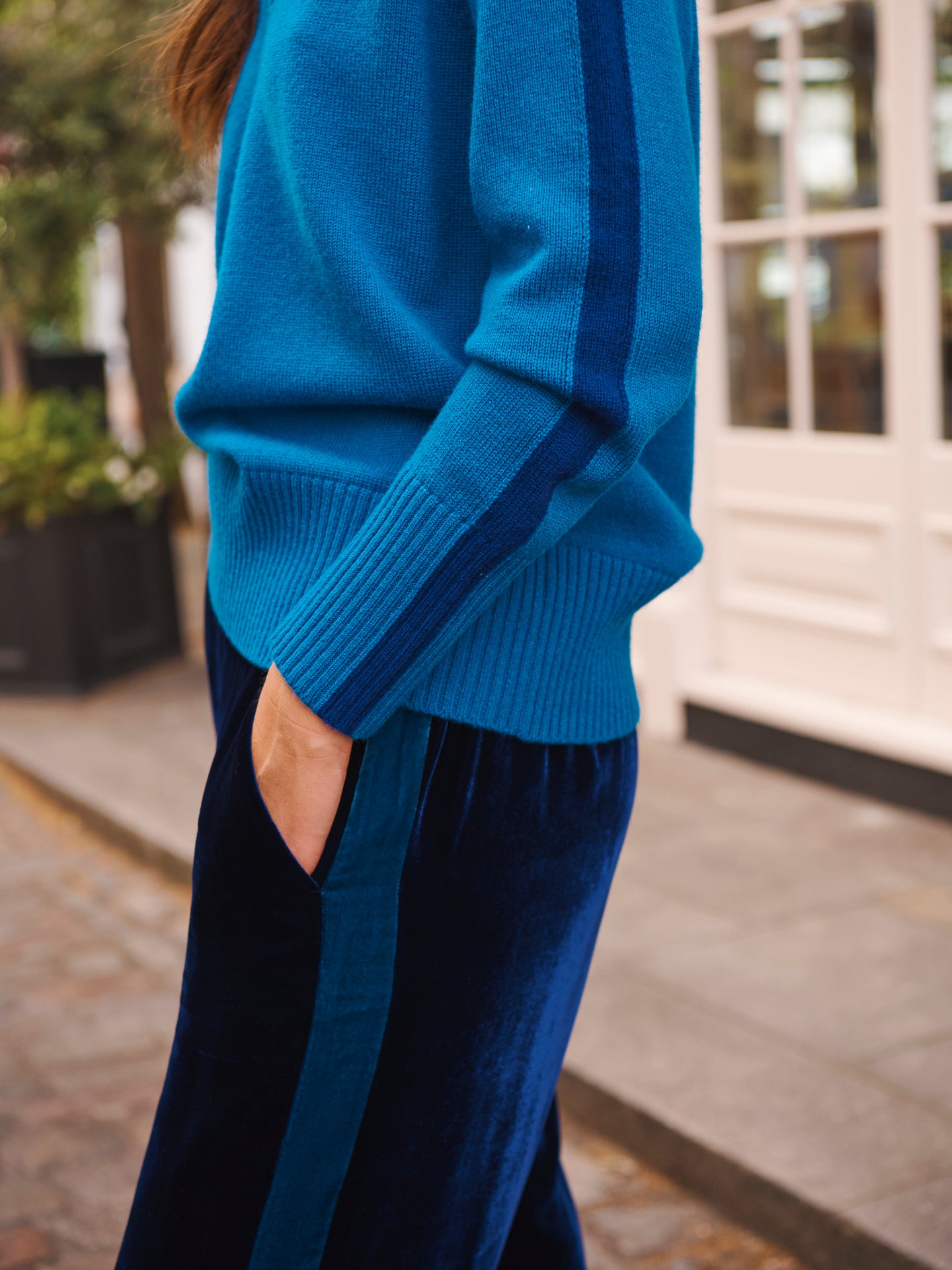 Salma side stripe sweater - Peacock / Navy Stripe