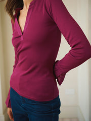 Eden cotton rib top - Garnet