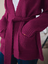 Melody alpaca blend belted wrap cardigan - Garnet