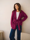 Melody alpaca blend belted wrap cardigan - Garnet