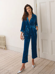 Pip velvet jumpsuit - Peacock Blue