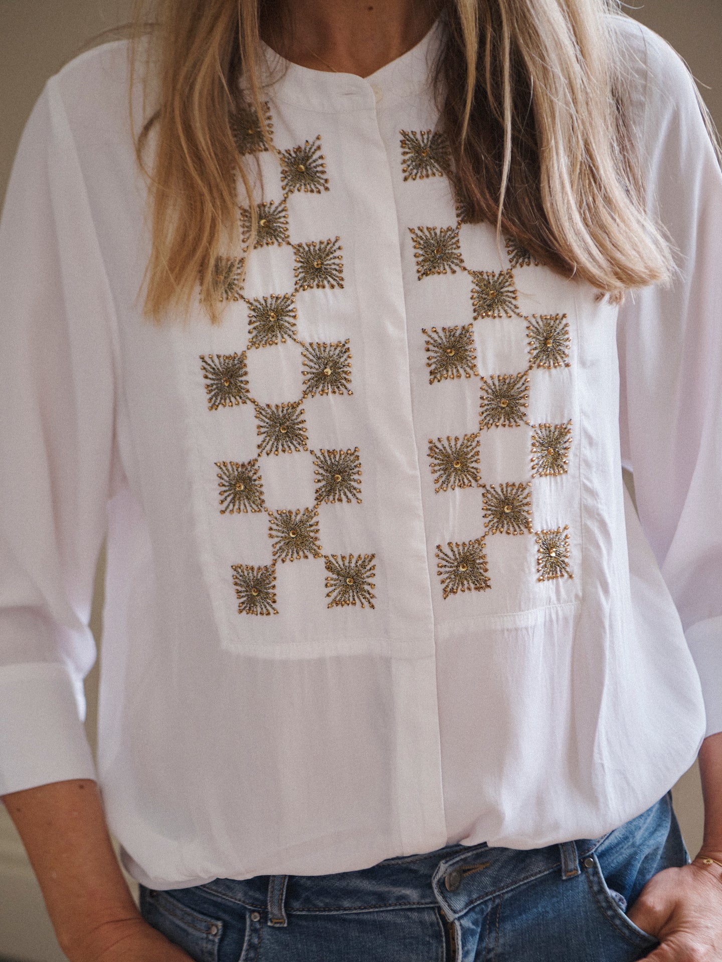 Rachel viscose embroidered shirt - Ivory