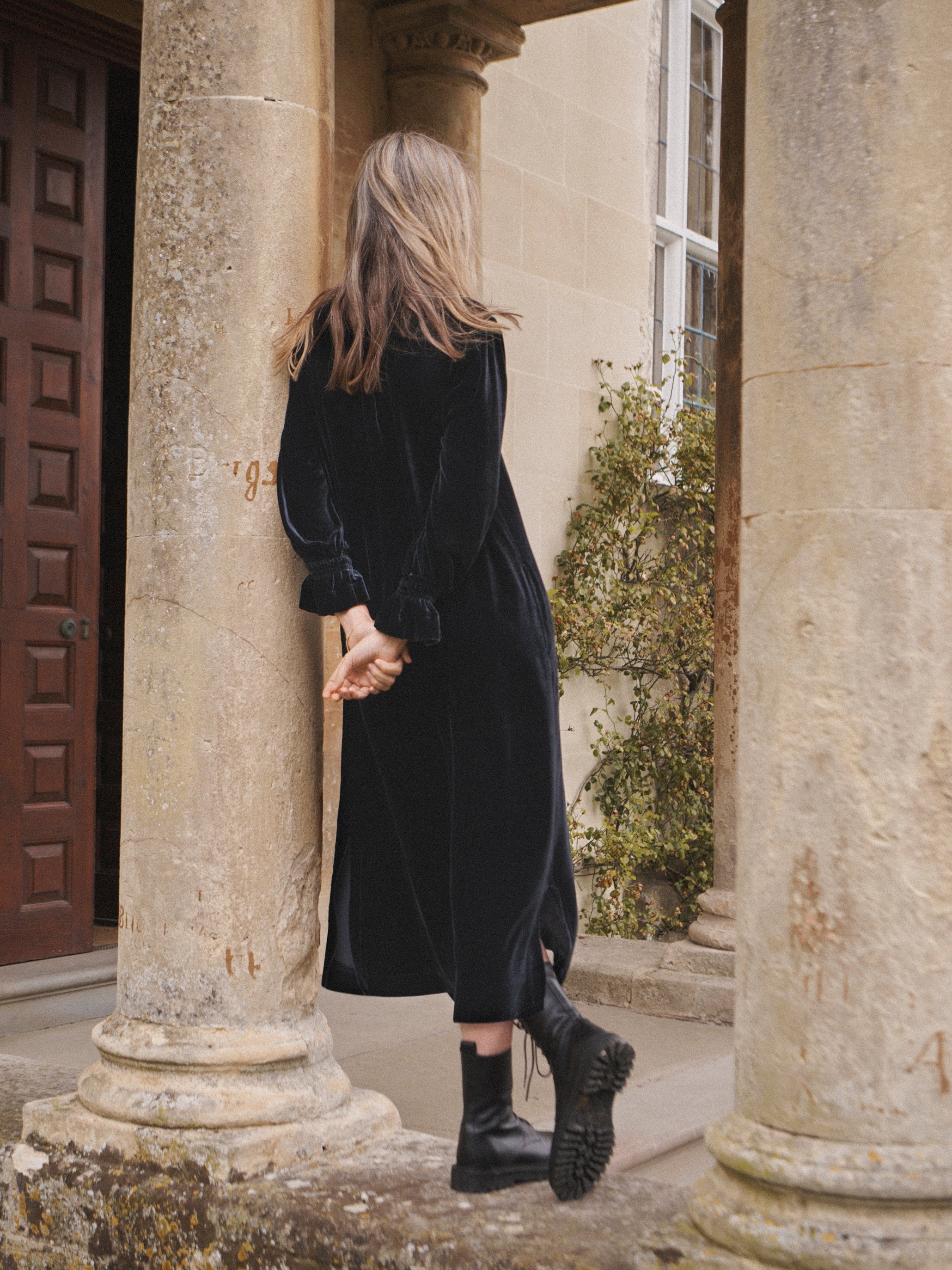 Jo Velvet Dress in Carbon Black | BOYD X NRBY Clothing