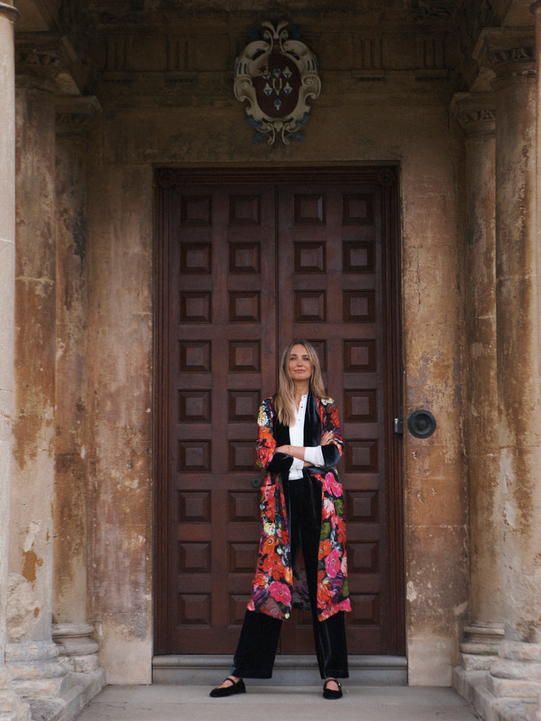 Cecilia Silk Floral Painted Robe in Multi | BOYD X NRBY Clothing