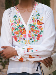 Nisha butterfly bouquet top - White