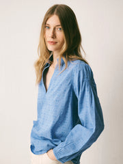 Mara cotton textured shirt - Azure Blue | NRBY Clothing