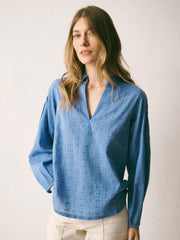Mara cotton textured shirt - Azure Blue | NRBY Clothing