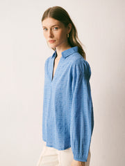 Mara cotton textured shirt - Azure Blue | NRBY Clothing
