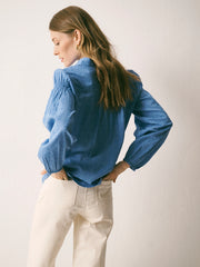 Mara cotton textured shirt - Azure Blue | NRBY Clothing
