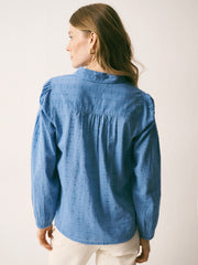 Mara cotton textured shirt - Azure Blue | NRBY Clothing