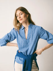 Mara cotton textured shirt - Azure Blue | NRBY Clothing