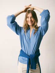 Mara cotton textured shirt - Azure Blue | NRBY Clothing