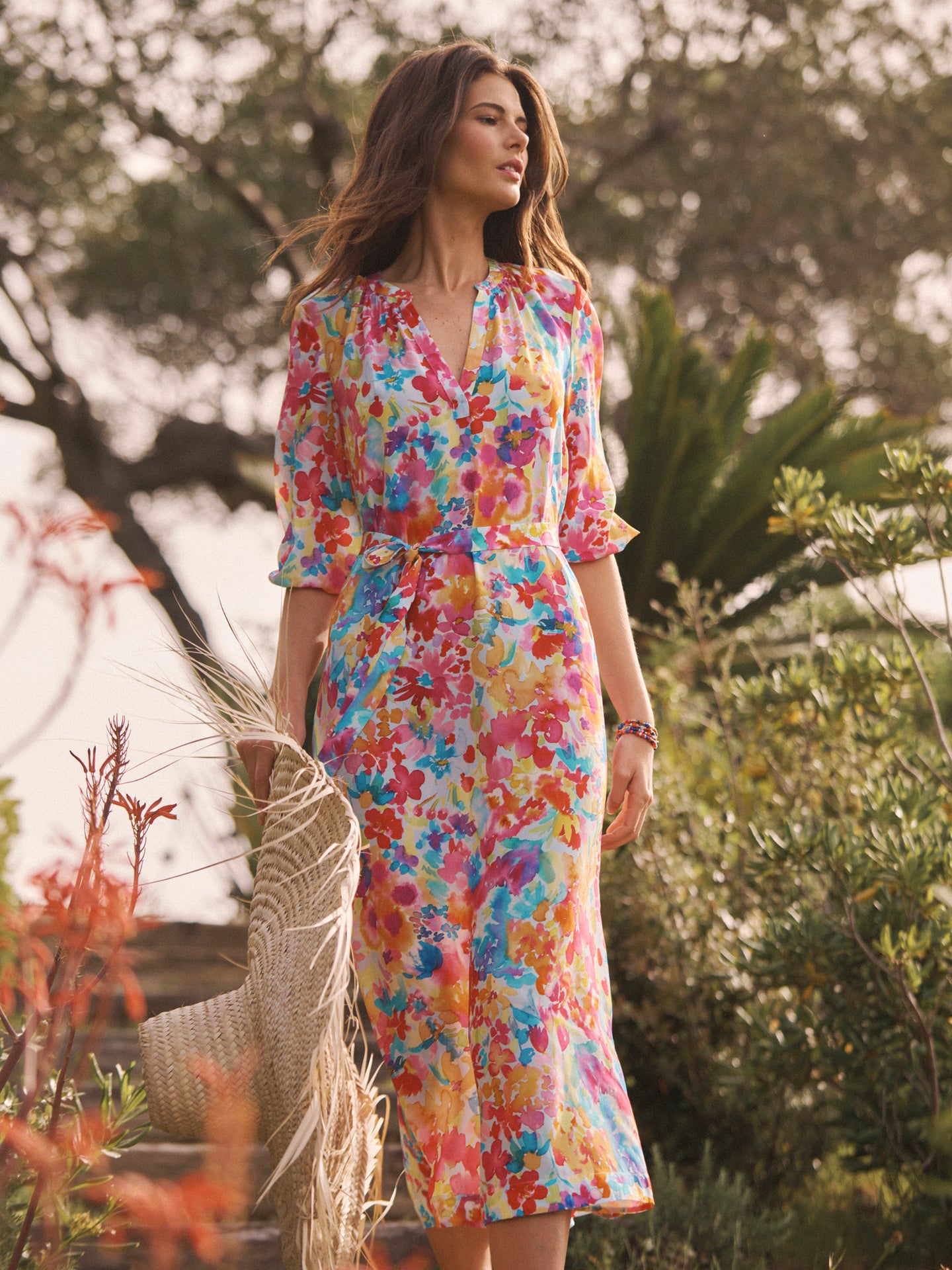 colorful silk dress Hand painted silk dress, Long Mother of the bride dress, Wedding guest dress, Long evening gown, Floral maxi dress women,