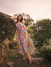 Nina silk floral splash maxi dress