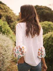 Ophelia cotton seersucker embroidered top - White | NRBY Clothing