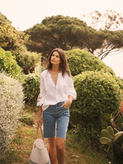 Ophelia cotton seersucker embroidered top - White | NRBY Clothing