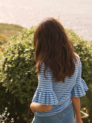 Frilly Bea stripe cotton t-shirt - Blue Tonal | NRBY Clothing