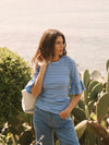 Frilly Bea stripe cotton t-shirt - Blue Tonal