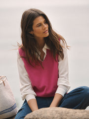 Vee cashmere tank - Berry