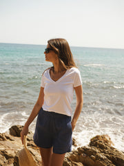 Hadleigh Cotton Double Cloth Short - Navy | NRBY Clothing