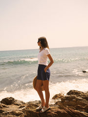 Hadleigh Cotton Double Cloth Short - Navy | NRBY Clothing