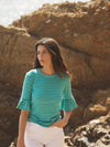 Frilly Bea stripe cotton t-shirt - Green Tonal