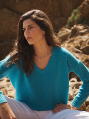 Sydney cashmere V-neck sweater - Aqua