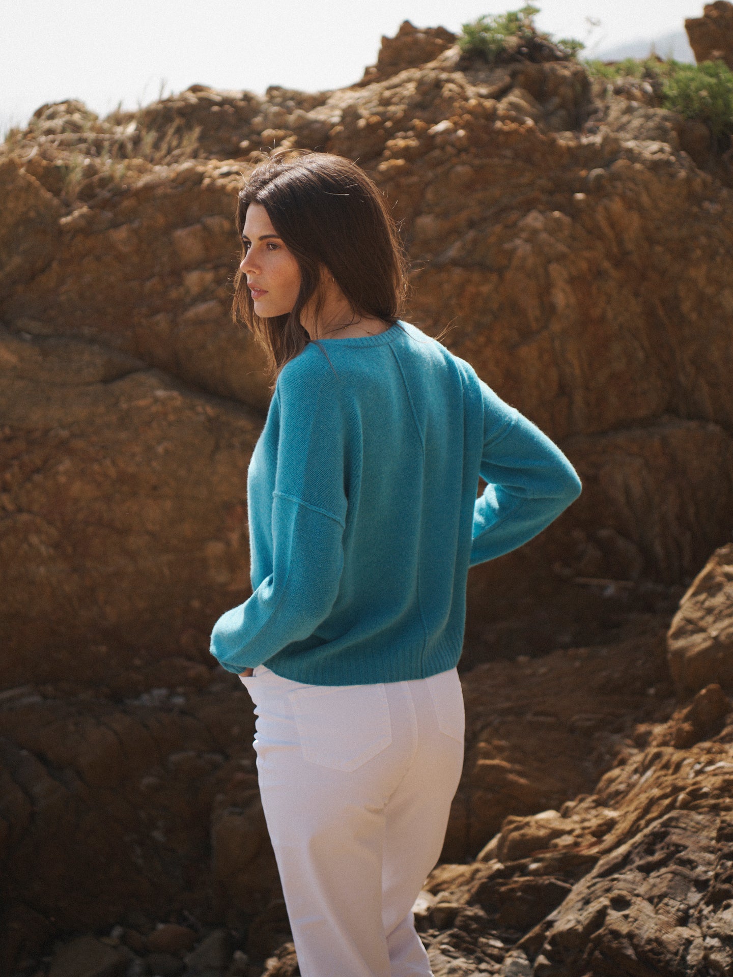 Sydney cashmere V-neck sweater - Aqua