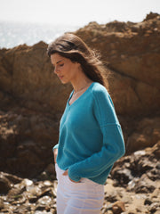 Sydney cashmere V-neck sweater - Aqua