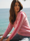 Saffron merino cashmere hooded sweater - Mid Pink and Bright Pink