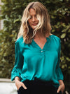 Ophelia silk satin shirt - Sea Green