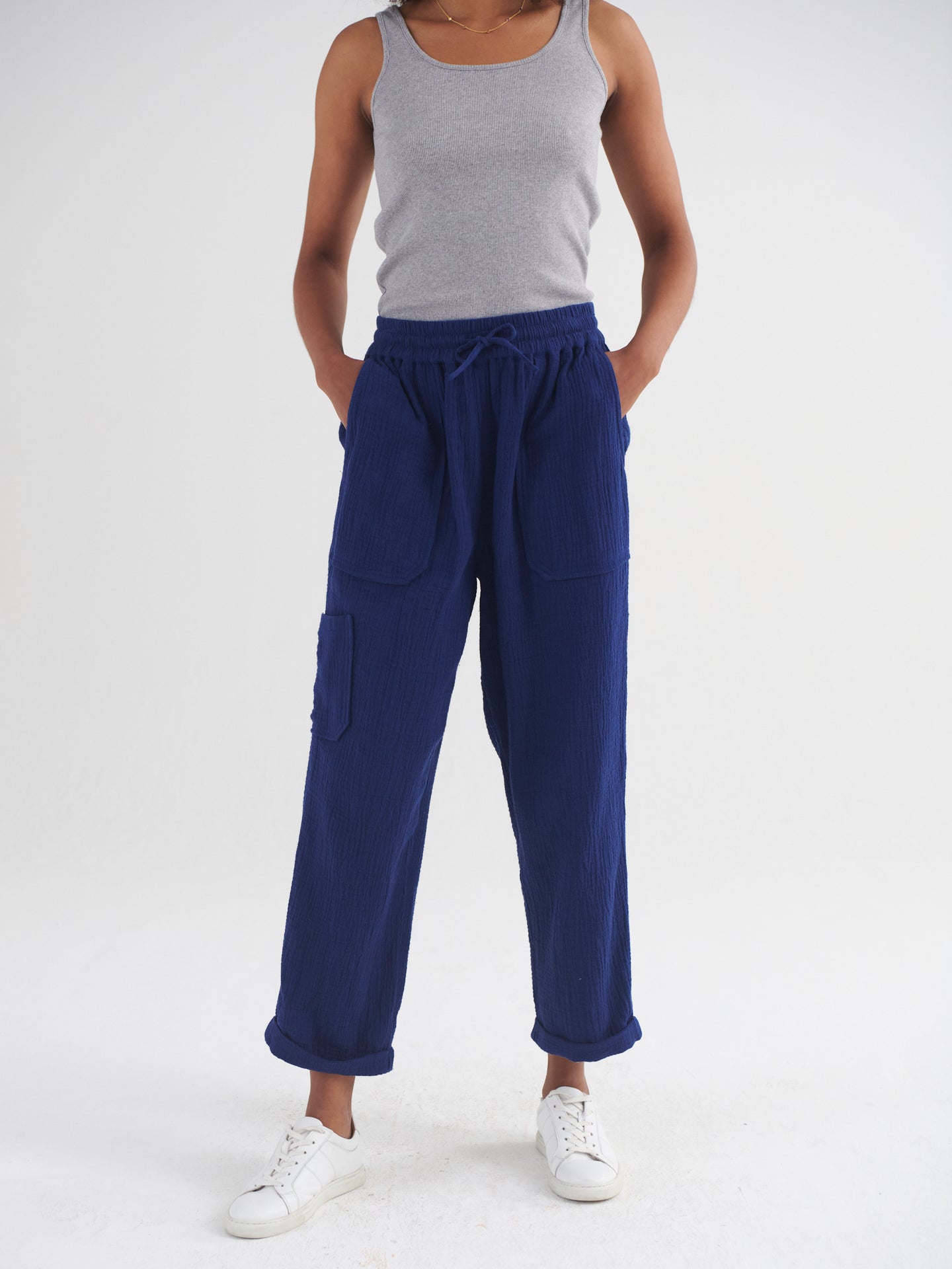 Mel cargo cropped leg trouser - Navy