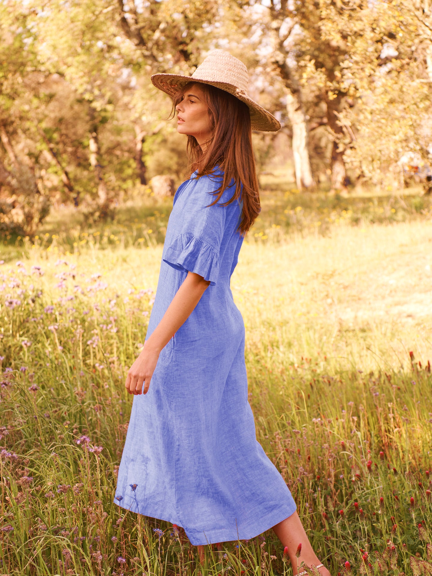 Zana linen maxi dress - Bright Blue