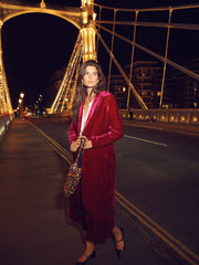 Odette silk blend velvet opera coat - Hot Pink