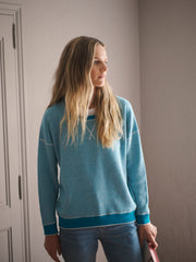 JoJo reversible cotton cashmere sweater - Teal / Soft Grey