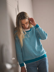 JoJo reversible cotton cashmere sweater - Teal / Soft Grey