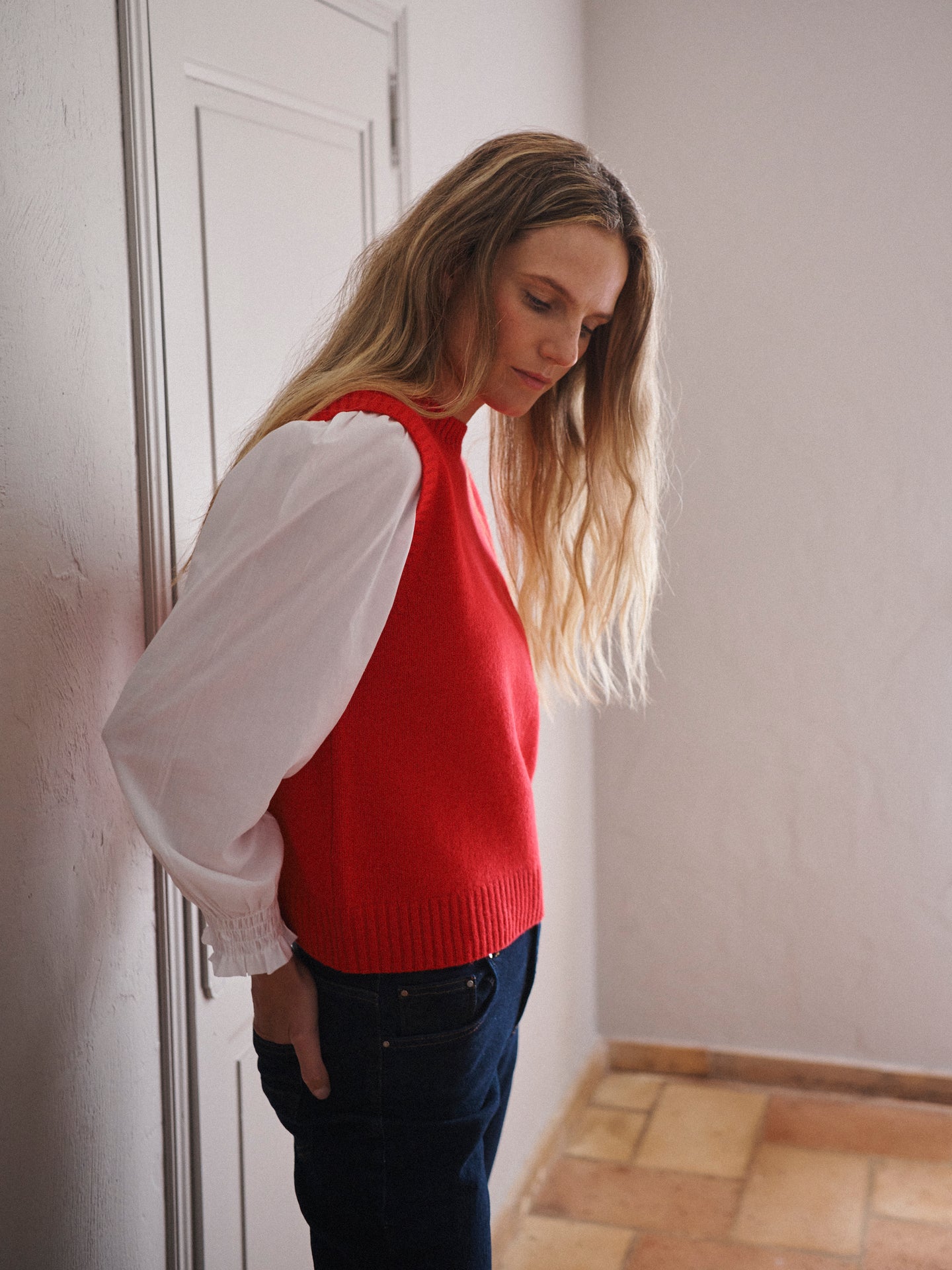 Posey merino wool tank - Red