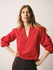 Mara cotton textured shirt - Red | NRBY Clothing