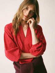Mara cotton textured shirt - Red | NRBY Clothing