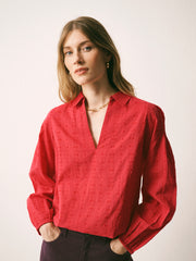 Mara cotton textured shirt - Red | NRBY Clothing