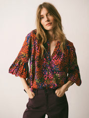 Ophelia silk crazy petal print shirt | NRBY Clothing