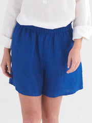 Poppie linen pull on short - Indigo Blue | NRBY Clothing