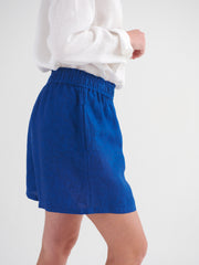 Poppie linen pull on short - Indigo Blue | NRBY Clothing