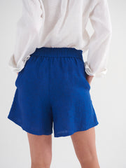 Poppie linen pull on short - Indigo Blue | NRBY Clothing