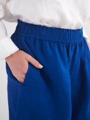 Poppie linen pull on short - Indigo Blue | NRBY Clothing
