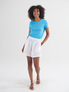 Poppie linen pull on short - White