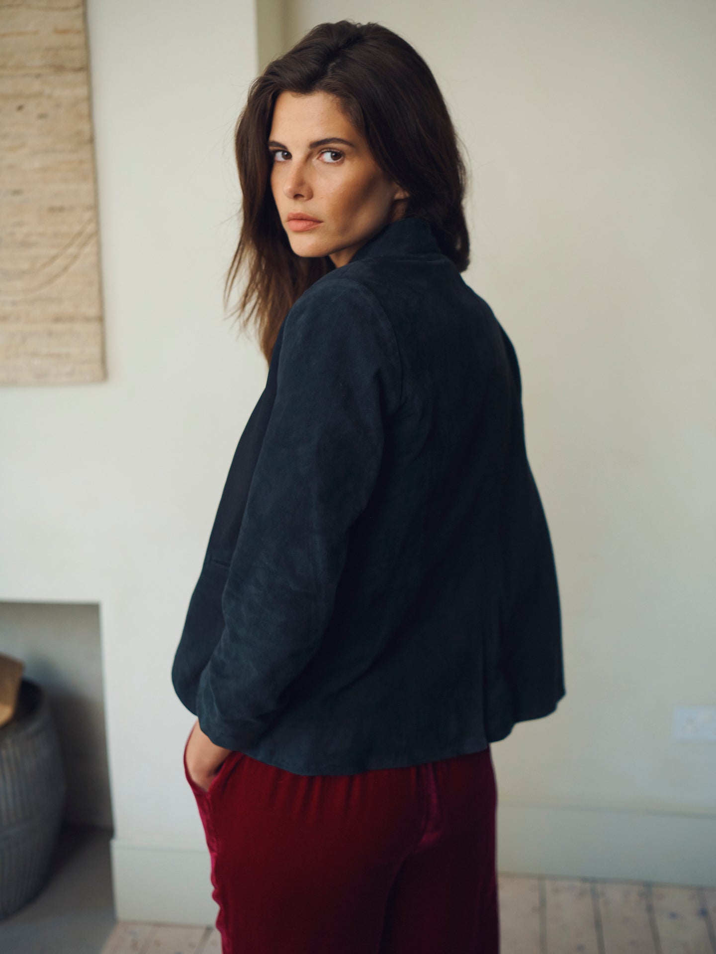 Robyn suede blazer - Blue Black