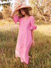 Zana linen maxi dress - Cherry Pink