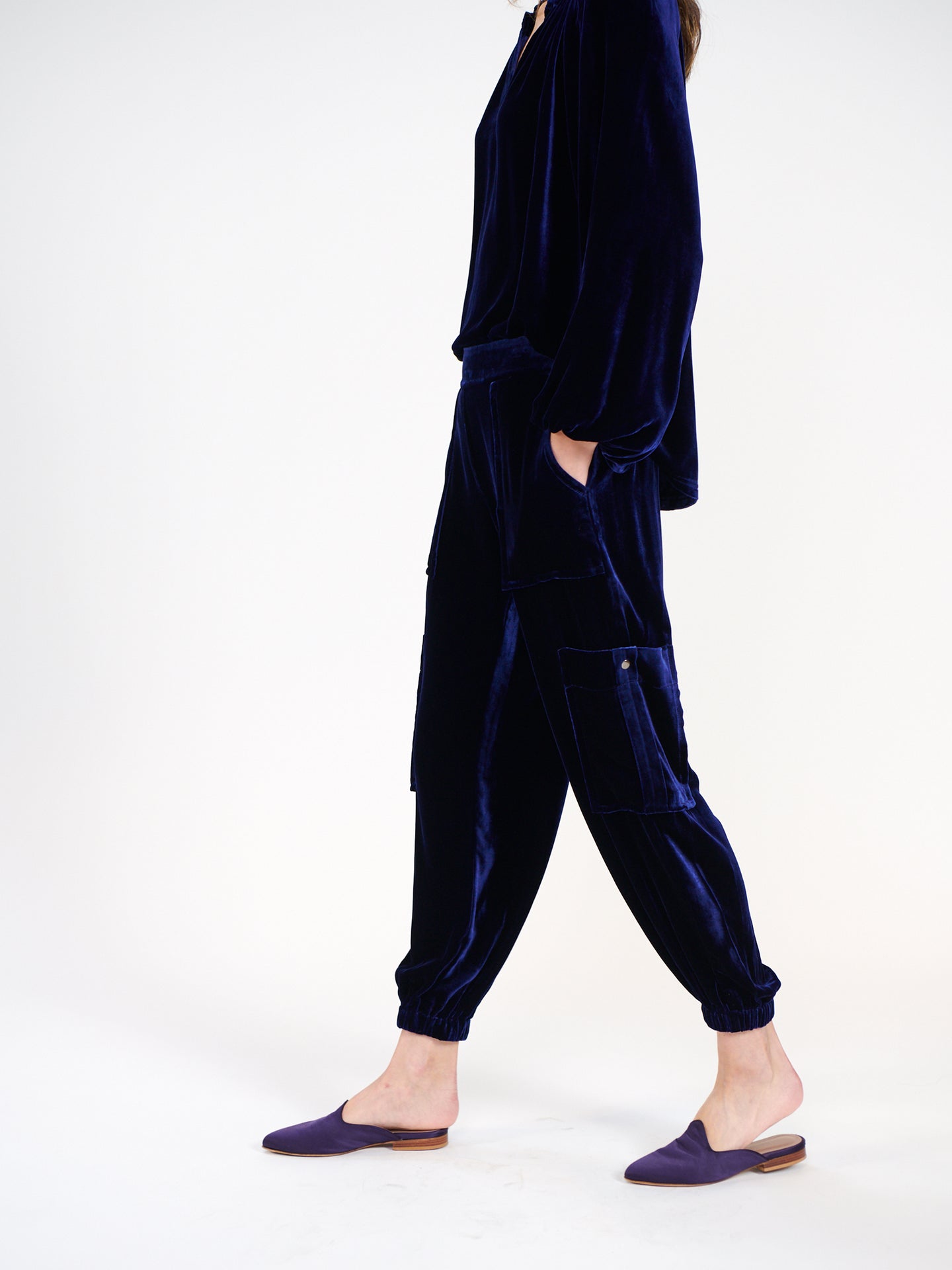 Becca velvet cargo trousers - Navy